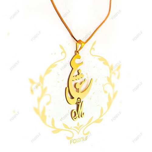 طراحی پلاک عشق با آویز حرف M / جنس: طلای 18 عیار / بند شماره 3